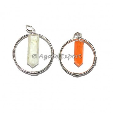 Gemstone Round Cage Pencil Pendants