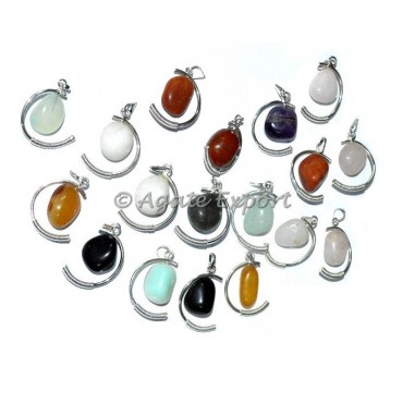 Mix Tumbled Stone Cage Pendants