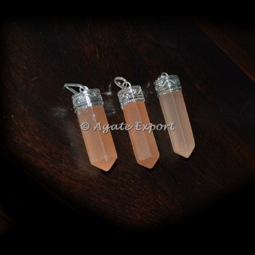 Orange Selenite Pencil Pendants
