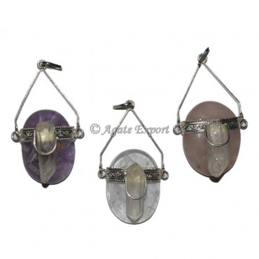 Oval Stone Healing Crystal Pendants