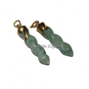 Green Aventurine Spiral Pencil Pendants