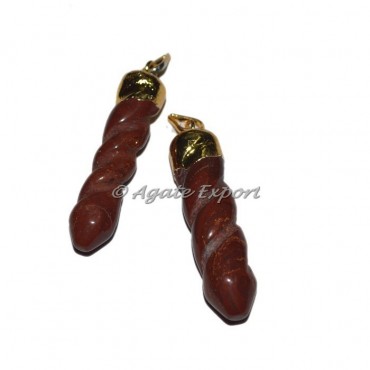 Red Jasper Spiral Pencil Pendants