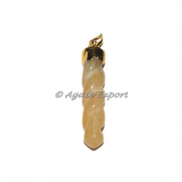 Yellow Aventurine Spiral Pencil Pendants