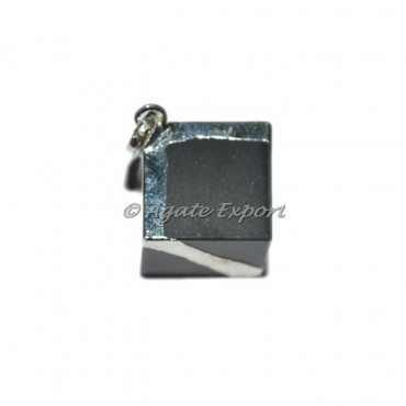 Black Jasper Cube Electro Pendants