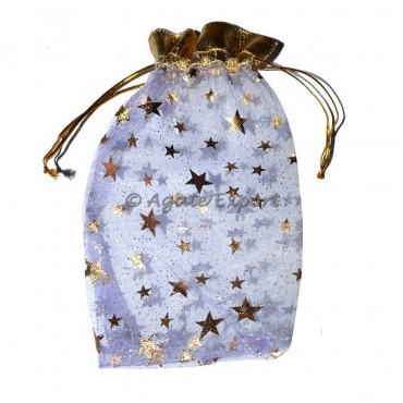 White Fancy Pouch with Gold print