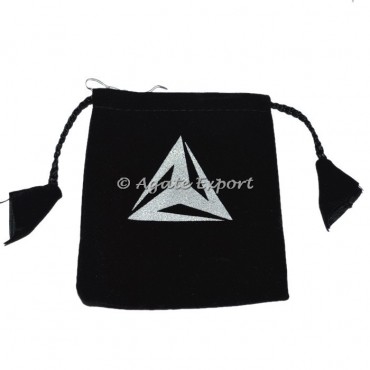Triangle Black Celtic Printed Velvet Bag