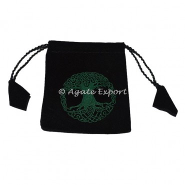 Green Tree Of Life Printed Velvet Gift Bag
