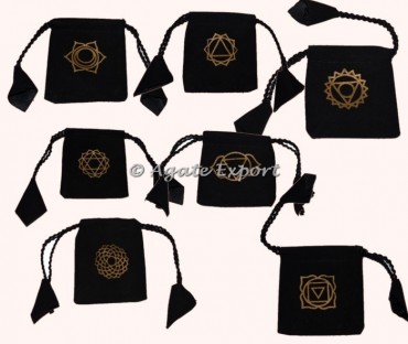 Seven Chakra Symbols Velvet Bag Set