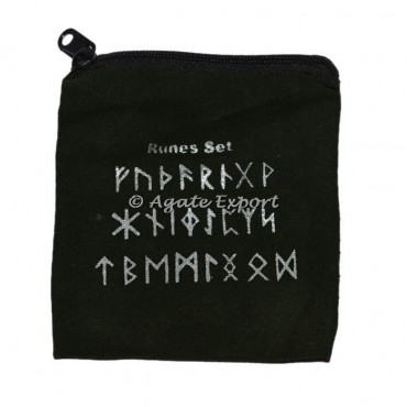 Runes Printed Dark Green Velvet Bag