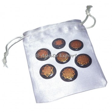 Flower Of Life Black Disc Satin Pouch