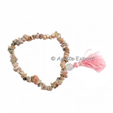 Rhodochrosite stone Chips Power Bracelets