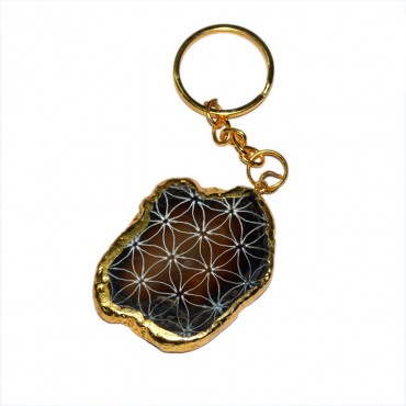 Agate Stones Flower Of Life Keyring