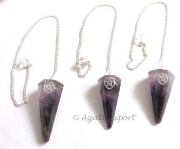 Pentagram Faceted Pendulums Silver