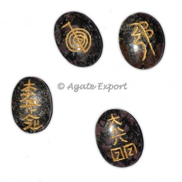 Black Spoted Jasper Usai Reiki Set