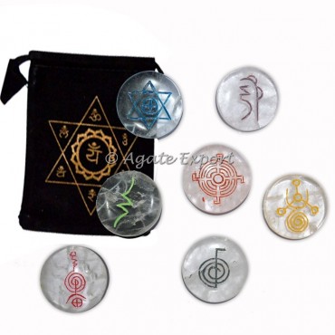 Crystal Seven Symbols Chakra Color Dics Reiki Set