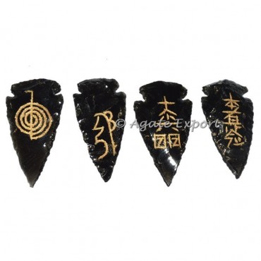 Black Obsidian Arrowheads Usui ReikI Set