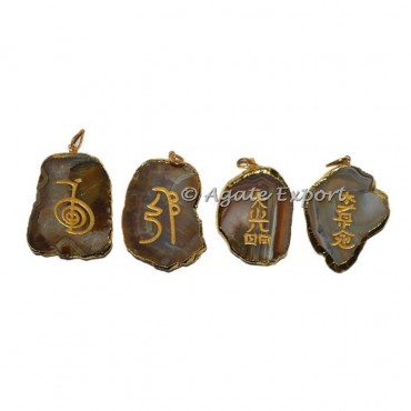 Electroplated Usui Reiki Slices Pendants Set