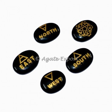 Reiki Pocket Altar Set Black Agate Oval