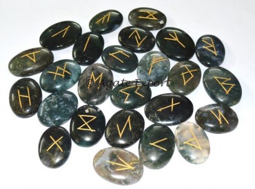Moss Agate Rune Set