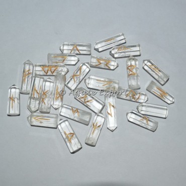 Crystal Quartz Pencil Point Rune Set