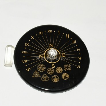 Energy Flow Sun Clock with Choko Reiki and Wiccan Symbol Engravings and Crystal Quartz Point