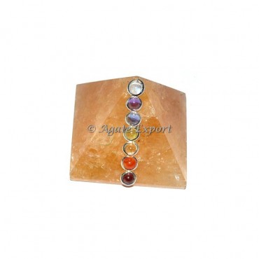 Golden Quartz Pyramids with Chakra Cabs