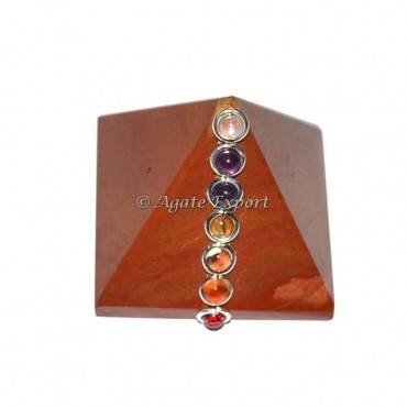 Red Jasper Pyramids with Chakra Cabs