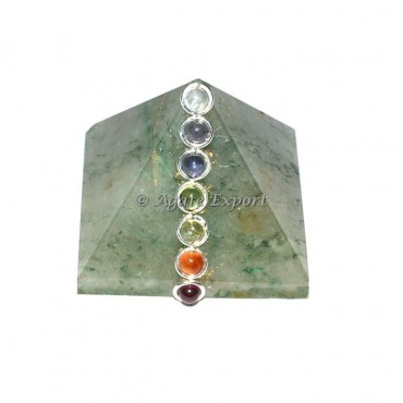 Green Aventurine Pyramids with Chakra Cabs