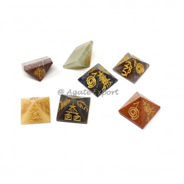 7 Chakra Choko Reiki Symbols Engraved Small Pyramids