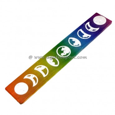 Moon phase Engraved 7 Chakra Selenite Wand