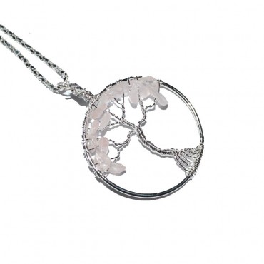 Rose Quartz Tree of Life Necklace