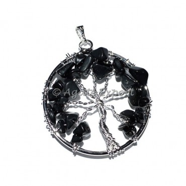 Black Obsidian Tree of Life Pendants