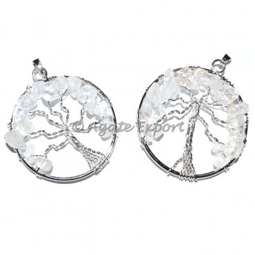 Crystal Quartz Tree of Life Pendants