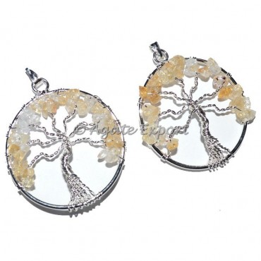 Citrine Quartz Tree of Life Pendants