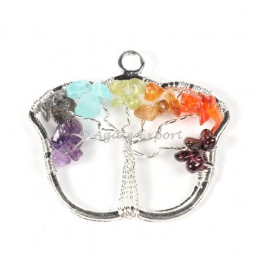 Butterfly 7 Chakra Tree Of Life Pendant