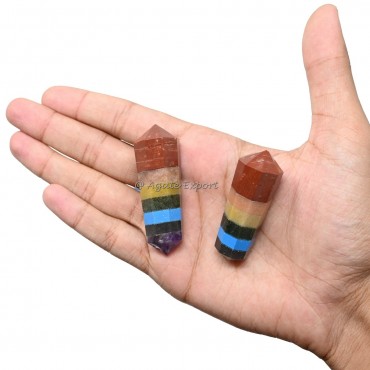 7 Chakra Bonded Double Terminated Point