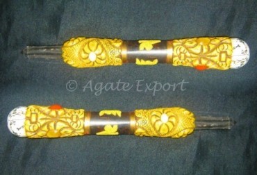 Tibetan Wands with Crystal Quartz and Tree Agate
