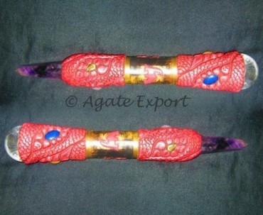 Tibetan Wands with Crystal and Amethyst