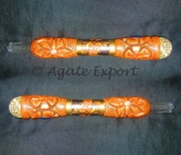 Tibetan Healing Wands with Crystal and Tree Agate