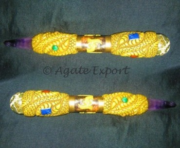 Tibetan Wands with Amethyst and Tree Agate