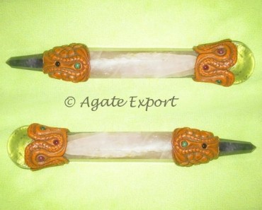 Tibetan Wands with Rose Quartz and Amethyst