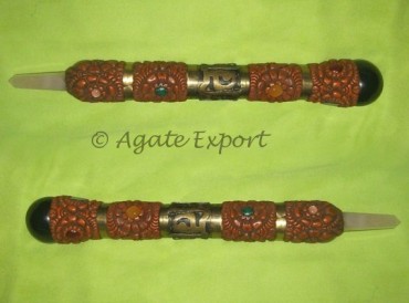 Tibetan Wands with Rose Quartz Point
