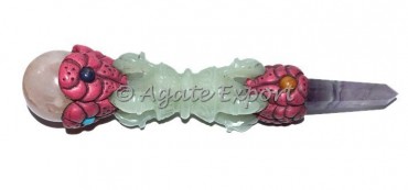 Green Aventurine Dorje Tibetan Healing Wands
