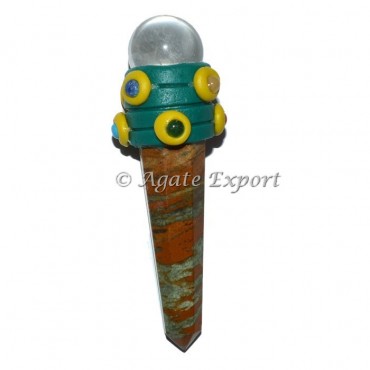 Fancy Jasper Obelisk Tibetan Chakra Wands