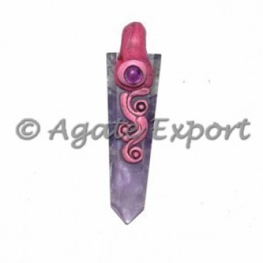 Amethyst Flat Pencil Tibetan Pendants