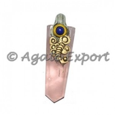 Rose Quartz Flat Pencil Tibetan Pendants