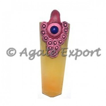 Yellow Quartz Flate Pencil Tibetan Pendants