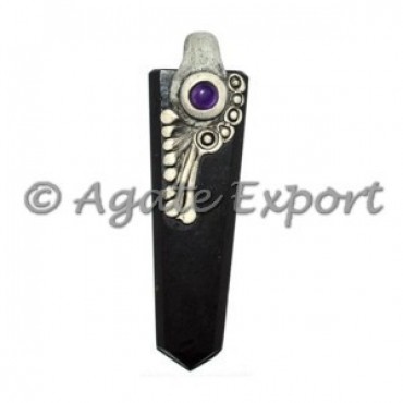 Black Tourmaline Tibetan Pendants