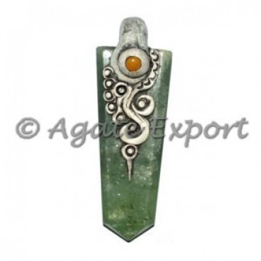 Green Jade Flat Pencil Tibetan Pendants
