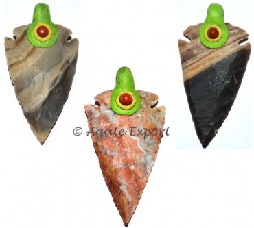 Agate ArrowehadsTibetan Pendants with Jasper Cabs